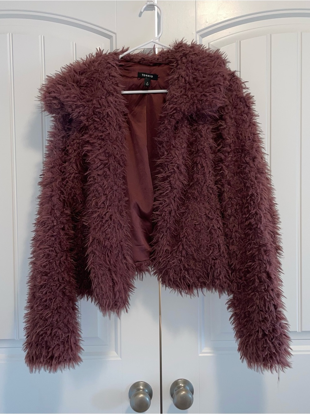torrid Plush Faux Fur Teddy Jacket in Plum